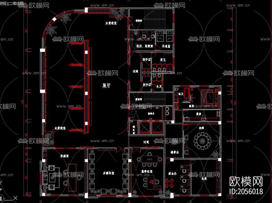 中式会所cad图纸下载（渲染图4）