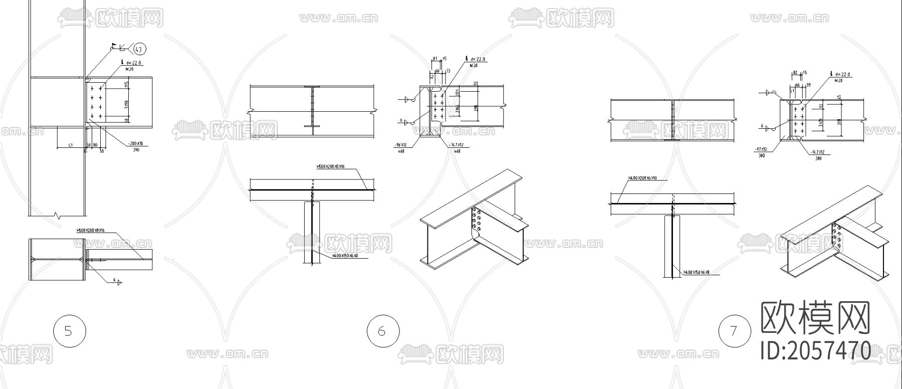 钢框架结构施工图下载（渲染图2）