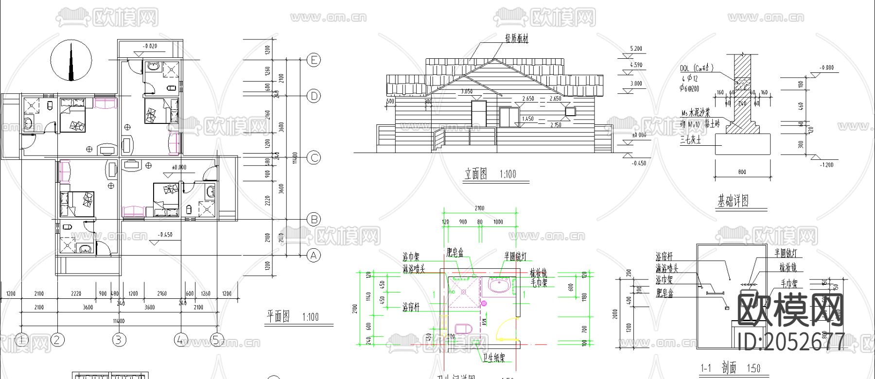 别墅建筑cad施工图下载（渲染图2）