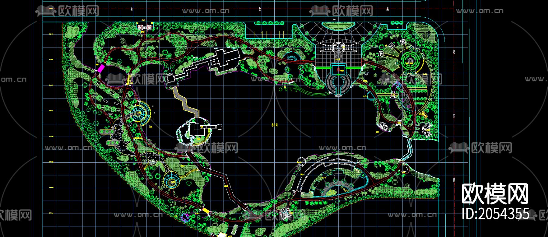 公园景观规划cad施工图下载（渲染图1）