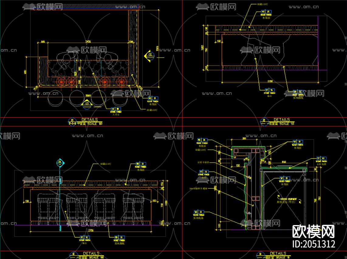 柜体洗手台cad节点大样图下载（渲染图3）