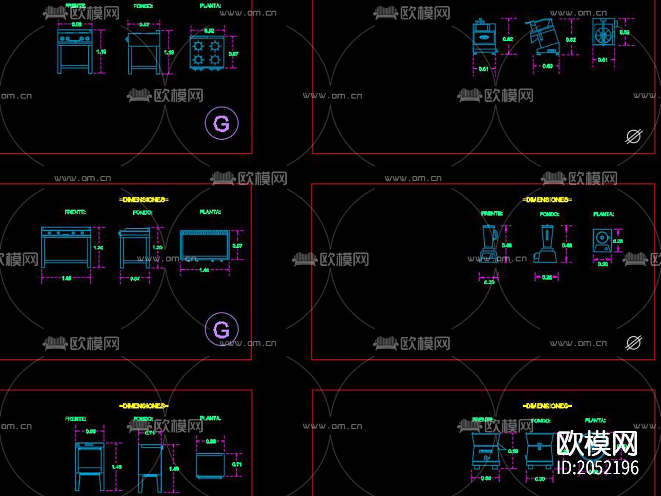 咖啡厅设备cad三视图下载（渲染图4）