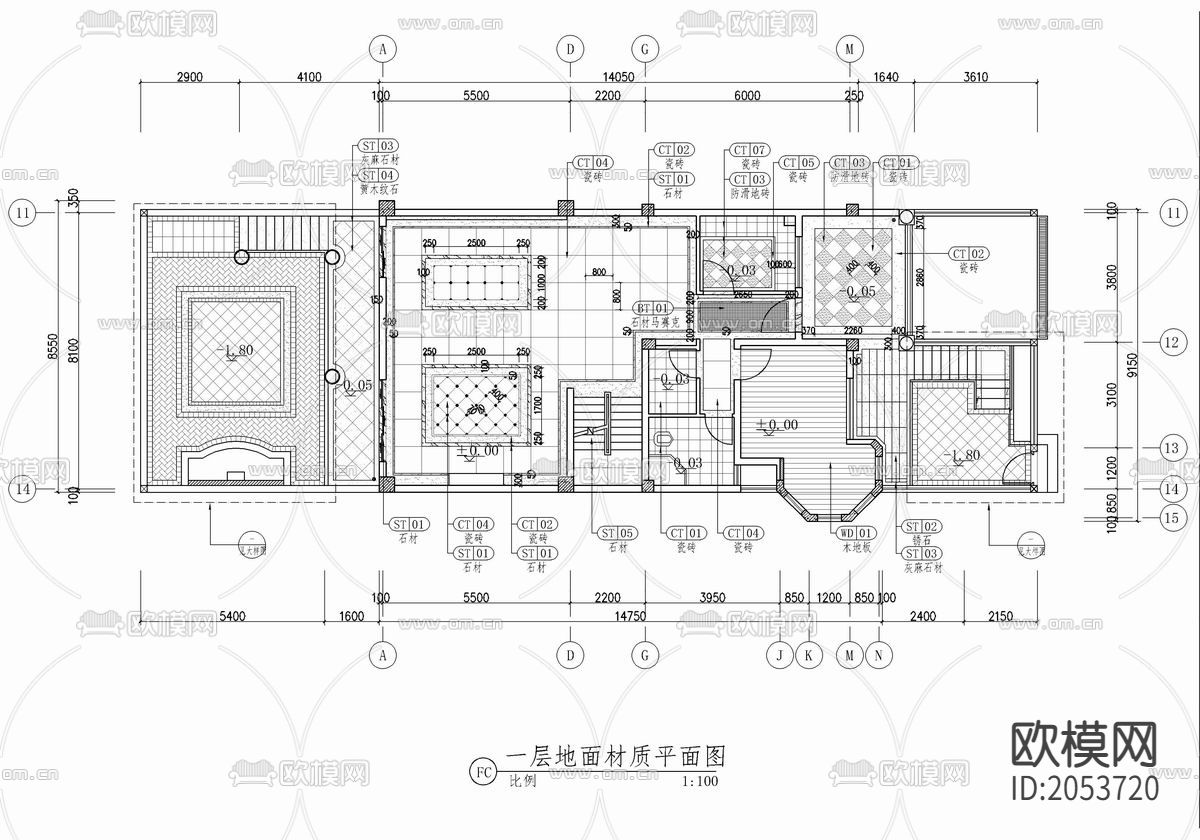 别墅住宅cad施工图下载（渲染图4）