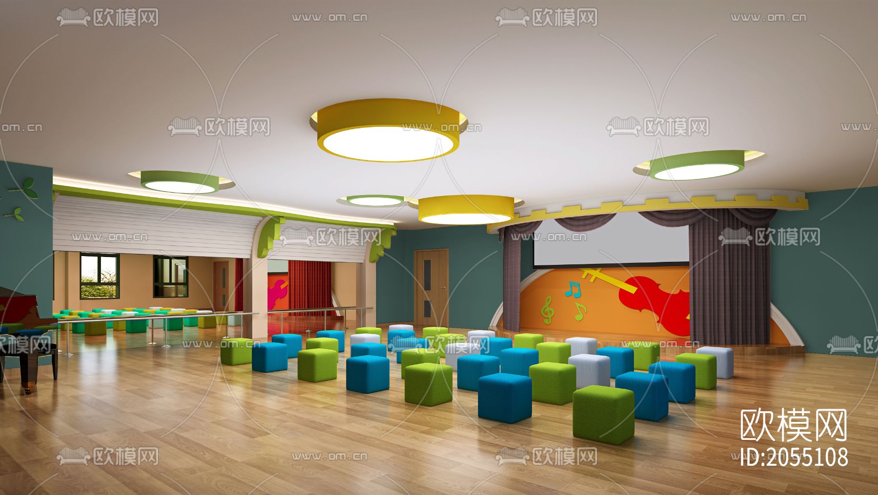 幼儿园cad施工图下载（渲染图5）