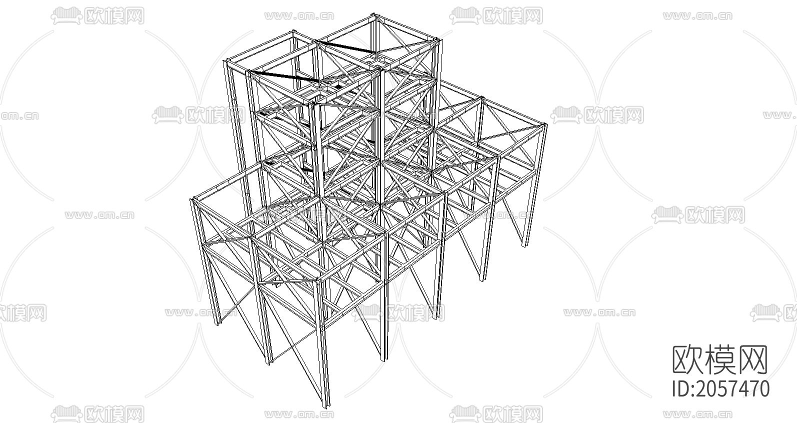 钢框架结构施工图下载（渲染图3）