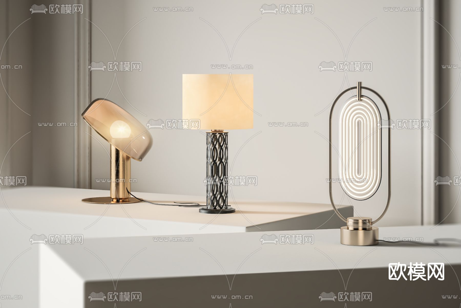 现代轻奢台灯3d模型下载_ID11898458_3dmax免费模型-欧模网