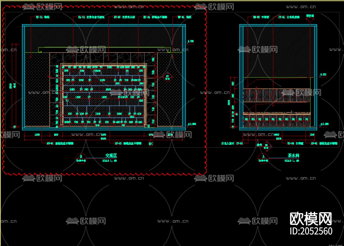 会议室cad施工图下载（渲染图10）