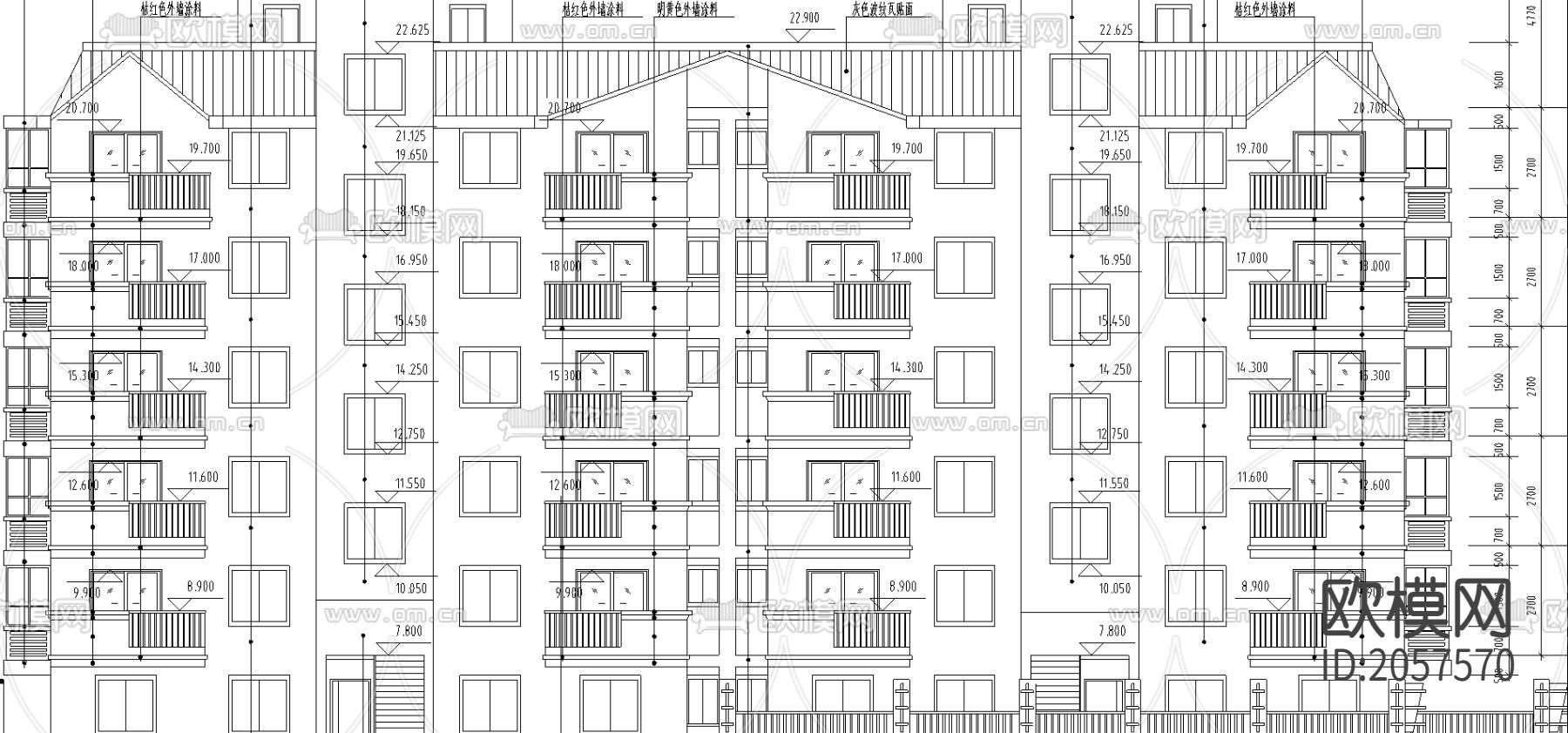 住宅楼建筑cad施工图下载（渲染图5）