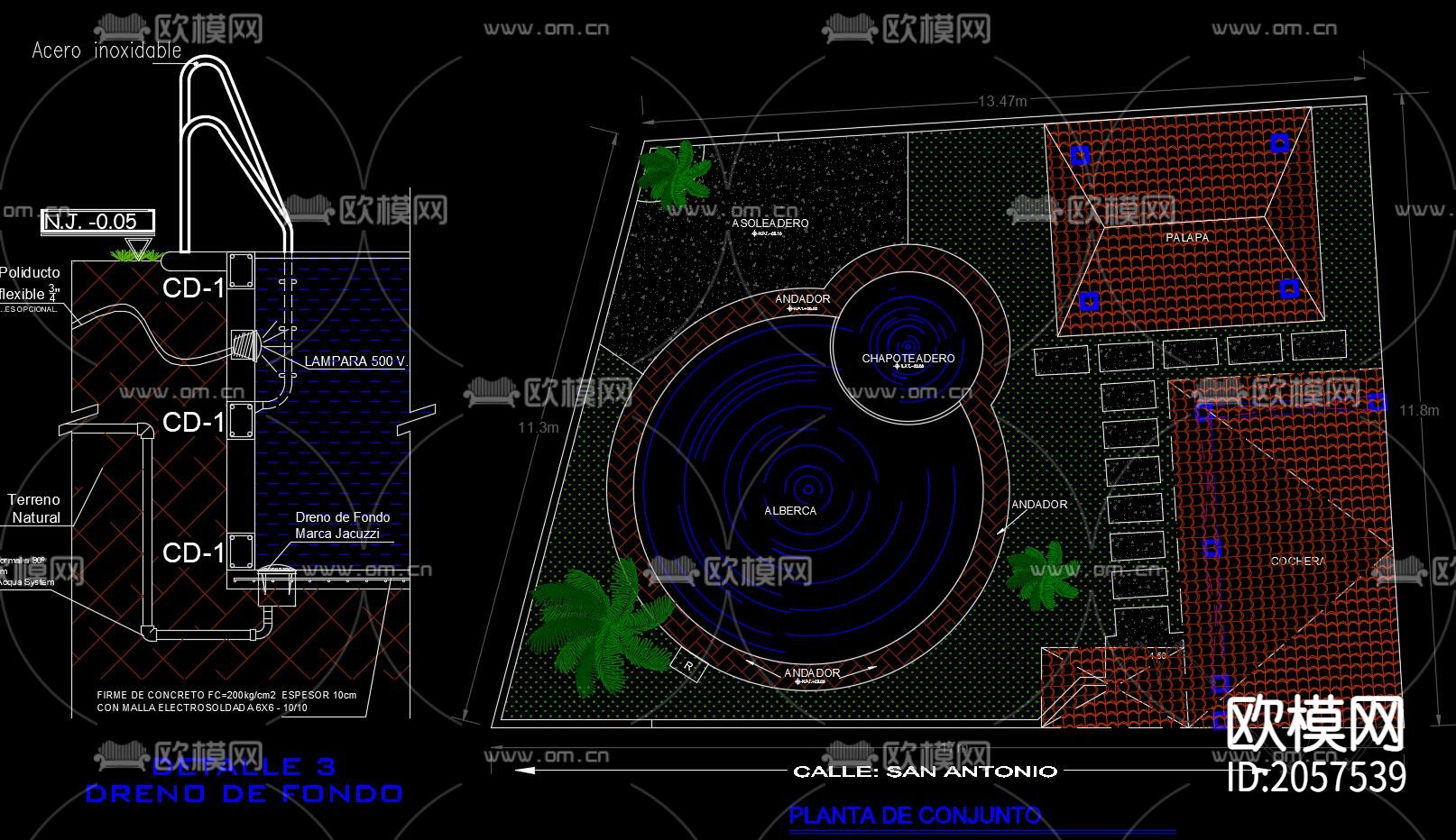 儿童泳池cad节点大样图下载（渲染图2）