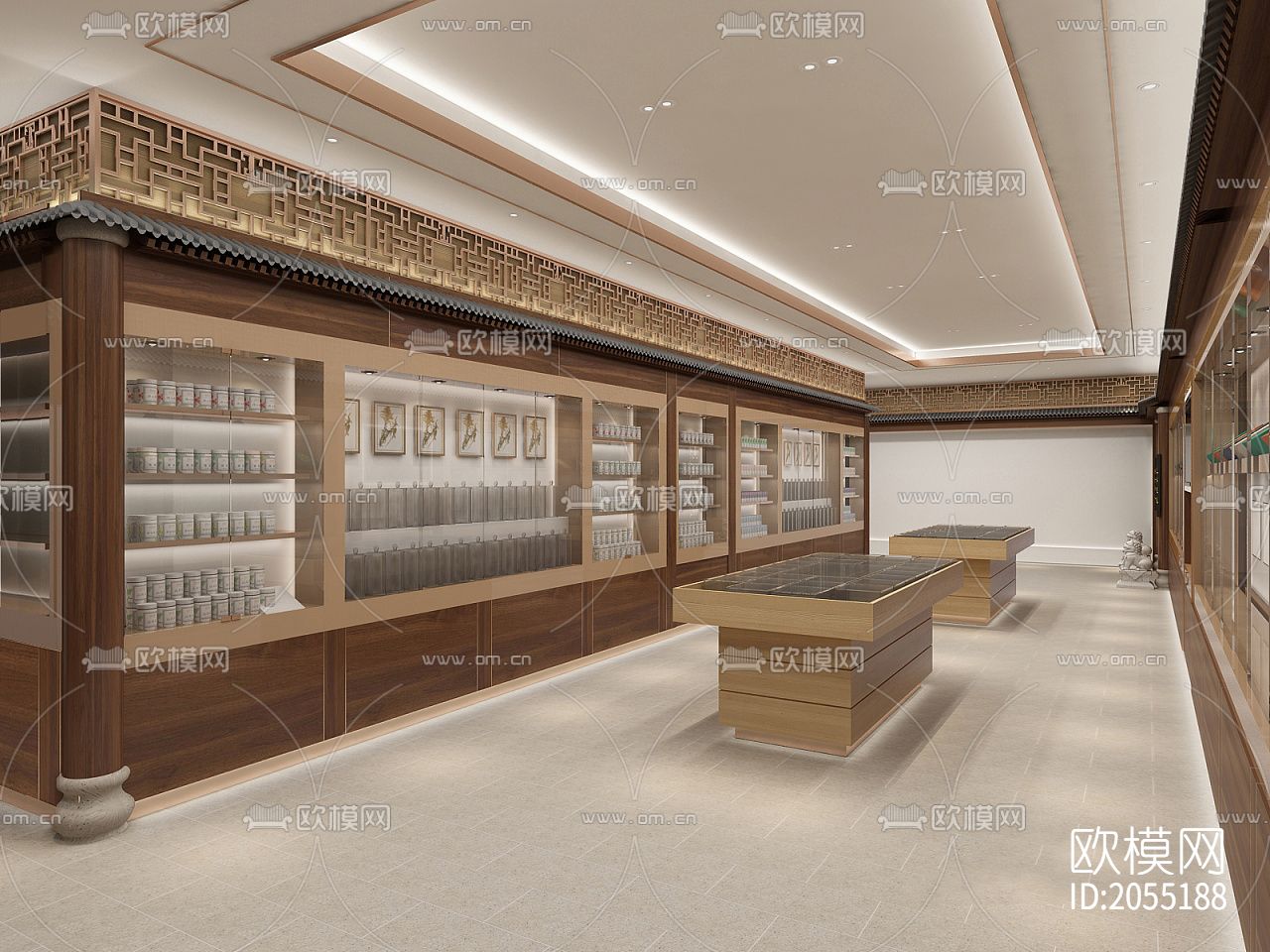 中医药馆cad平面图下载（渲染图4）