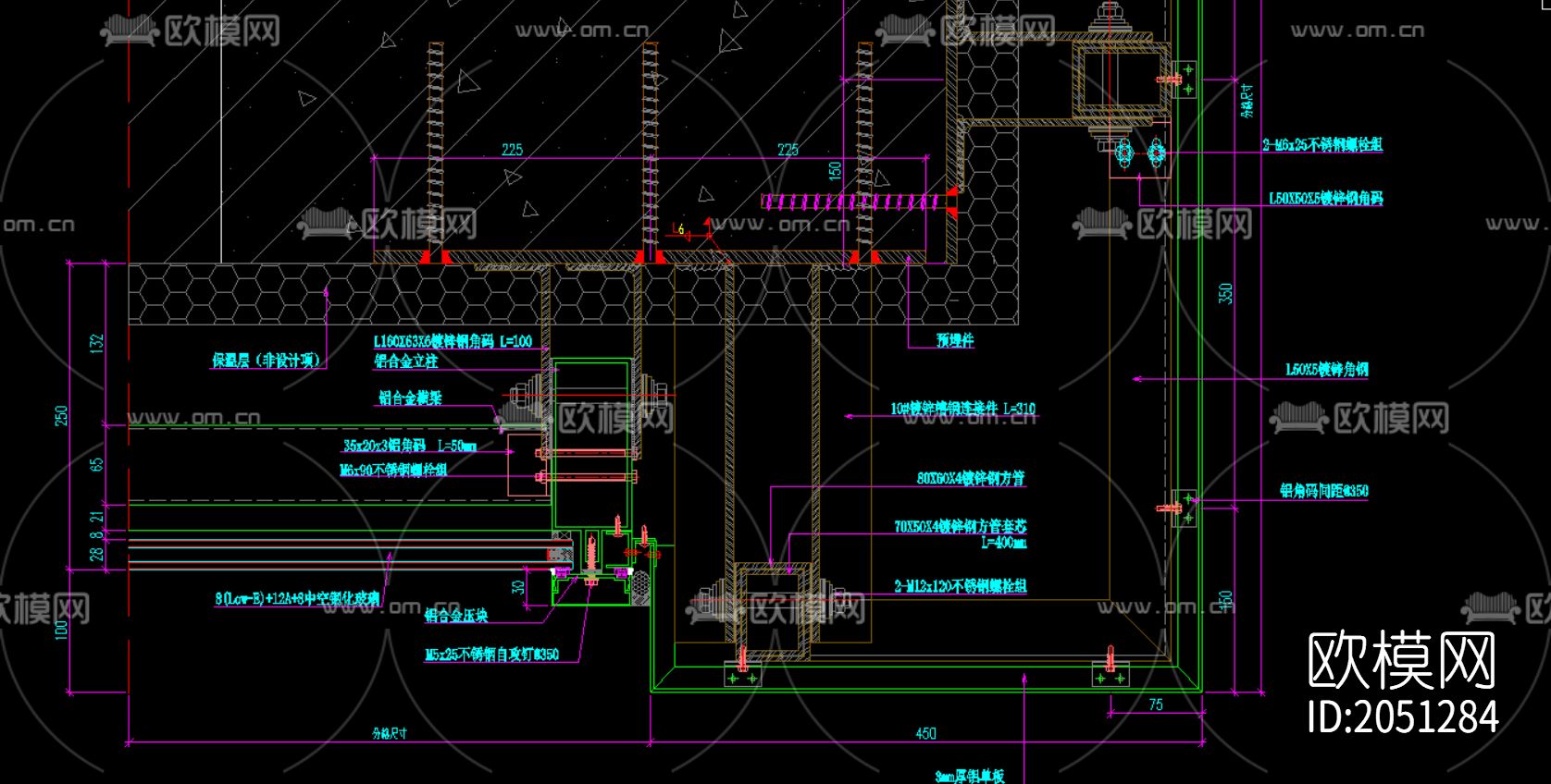 玻璃幕墙安装节点图下载（渲染图10）