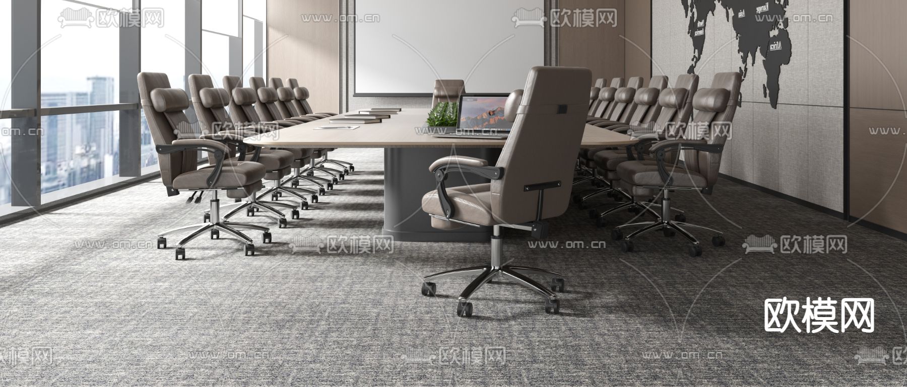 现代会议室3d模型下载（渲染图3）