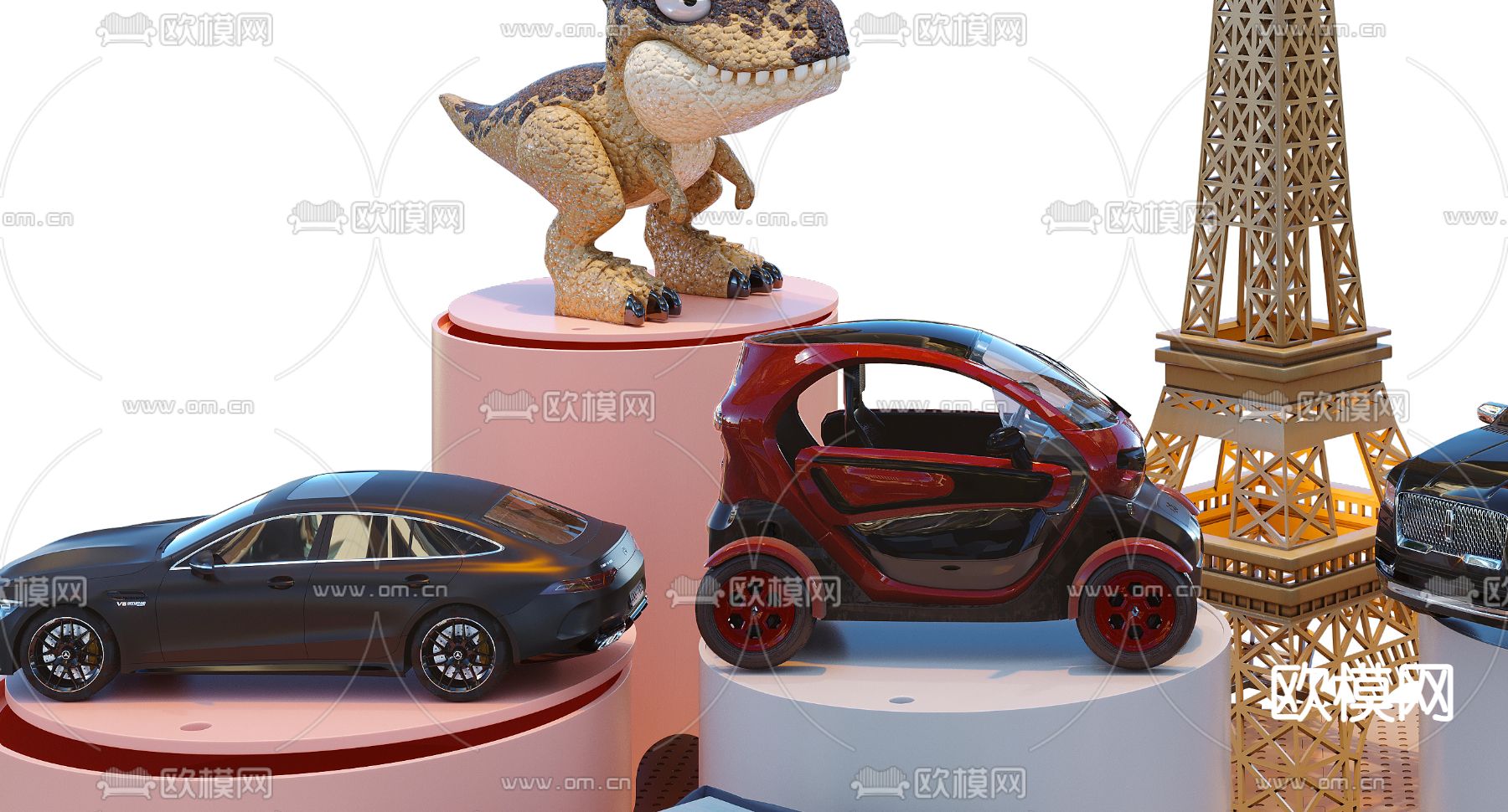 现代儿童玩具车3d模型下载（渲染图5）