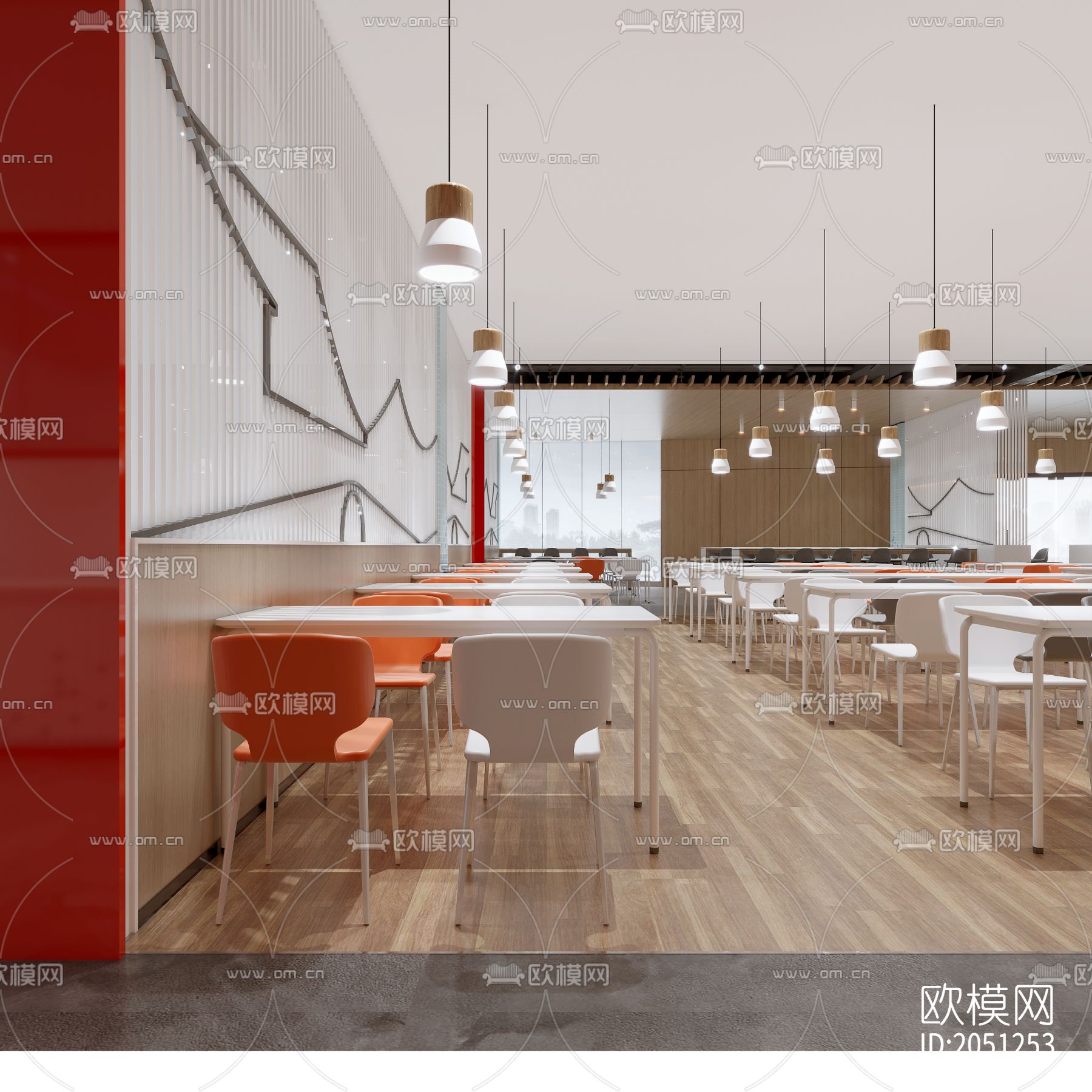 学校食堂餐厅施工图下载（渲染图4）