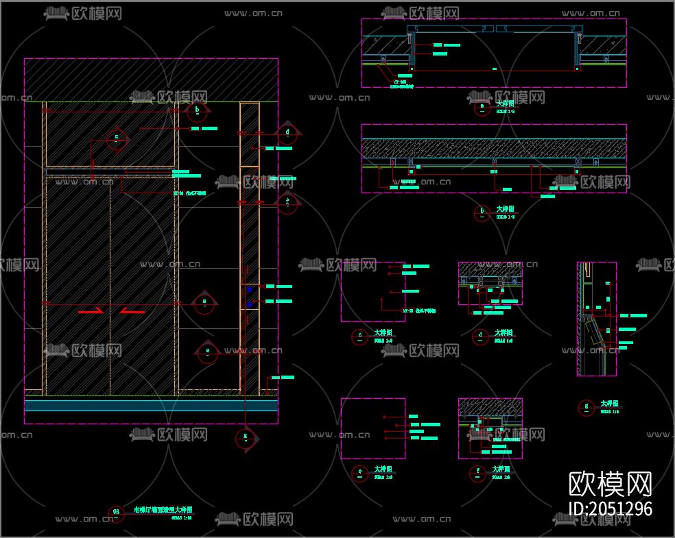 电梯厅节点大样图下载（渲染图2）