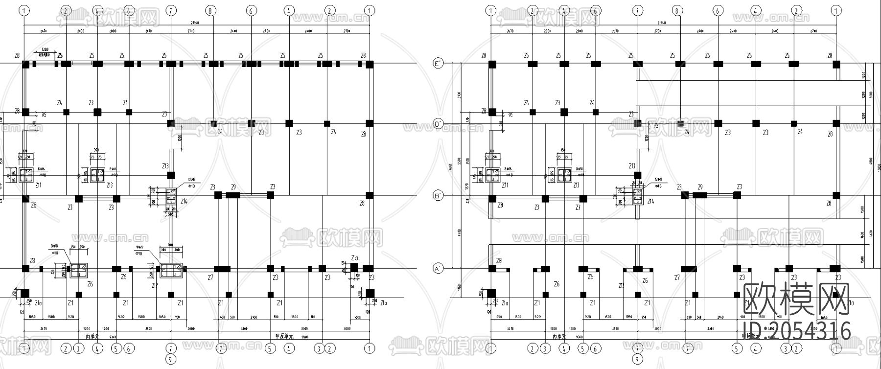 别墅cad建筑图纸下载（渲染图2）