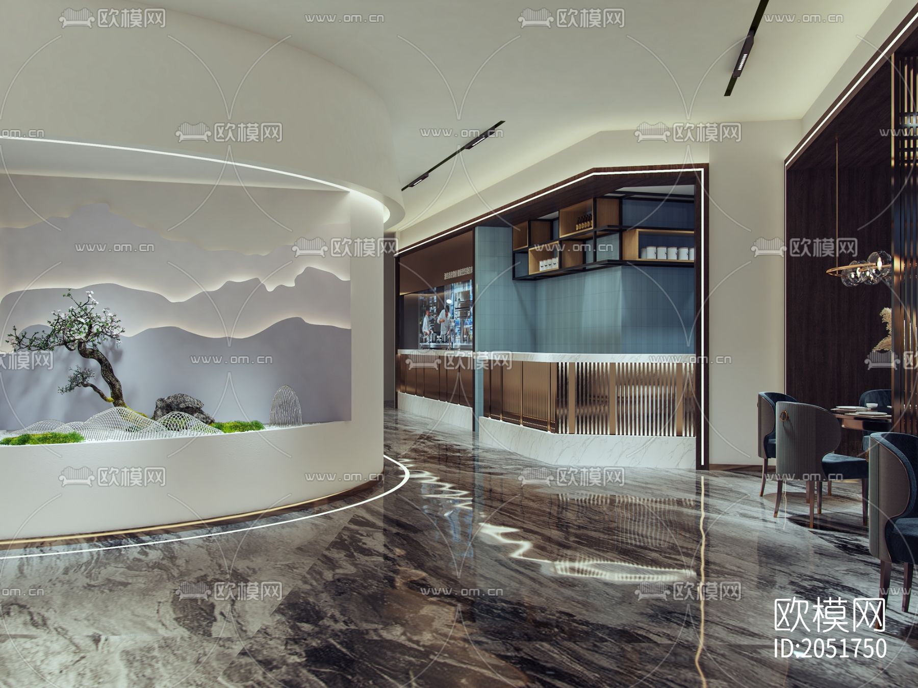 餐厅cad施工图下载（渲染图4）