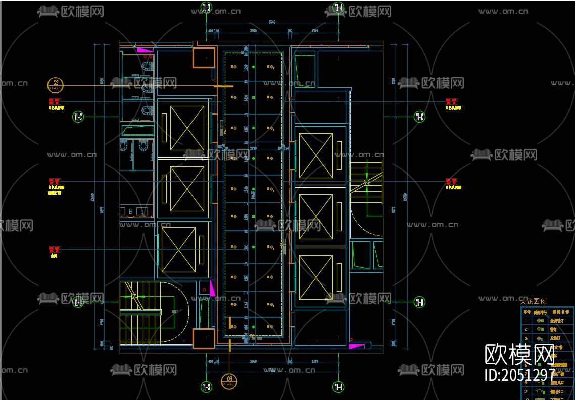 电梯厅cad平面图下载（渲染图3）