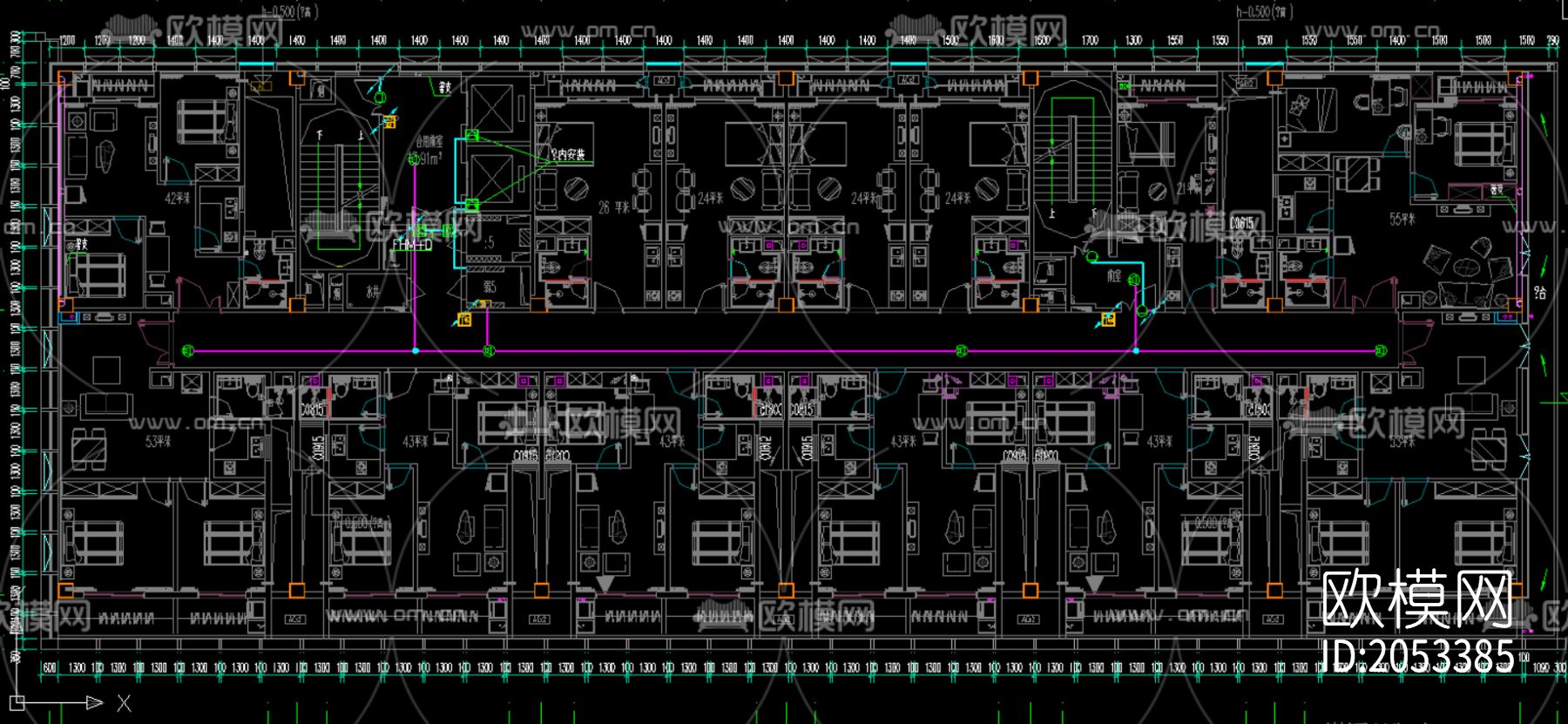公寓电气消防平面系统图下载（渲染图1）
