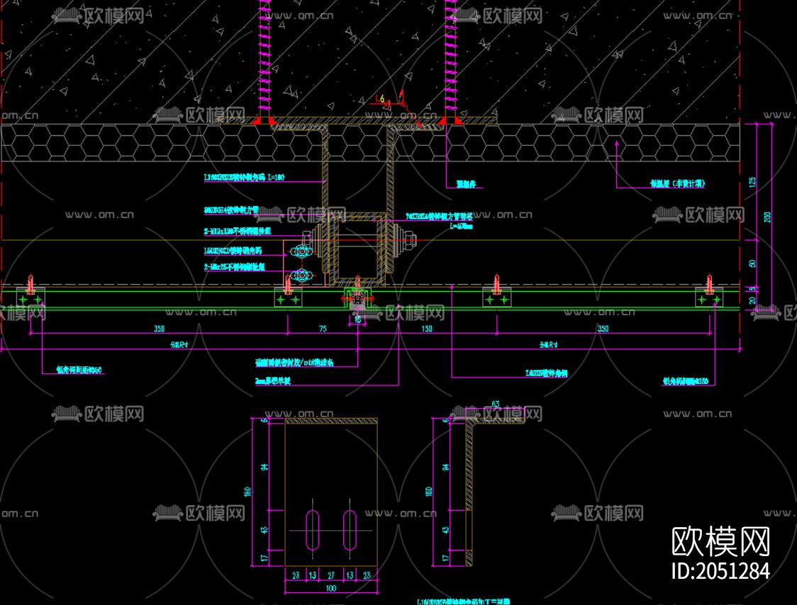 玻璃幕墙安装节点图下载（渲染图6）