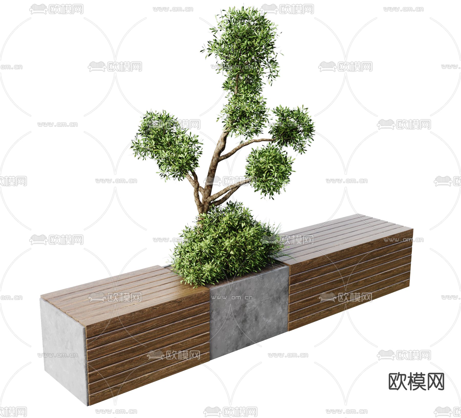 现代户外公共长凳3d模型