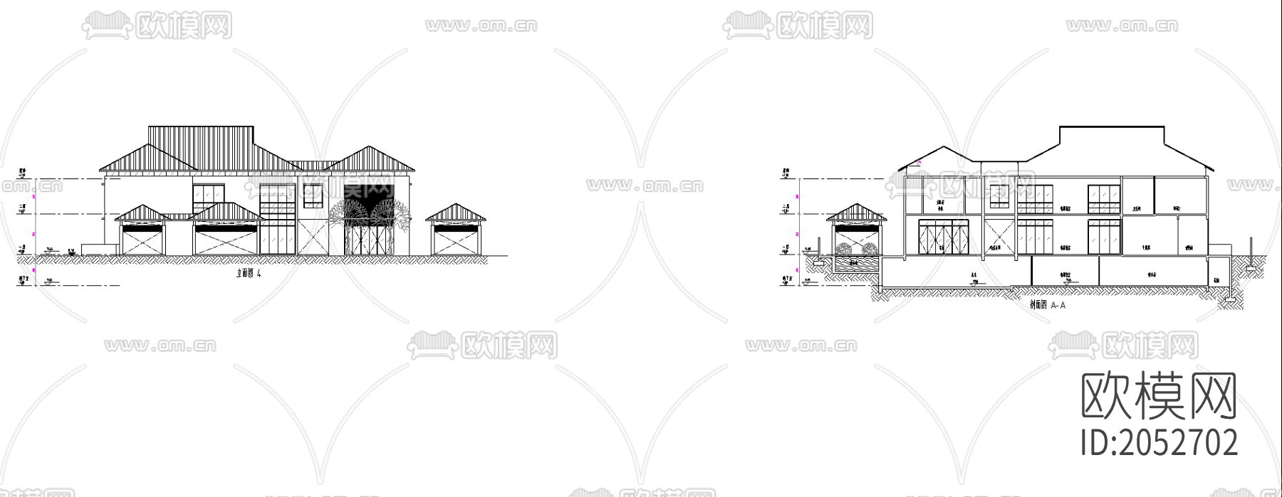 别墅cad施工图下载（渲染图2）