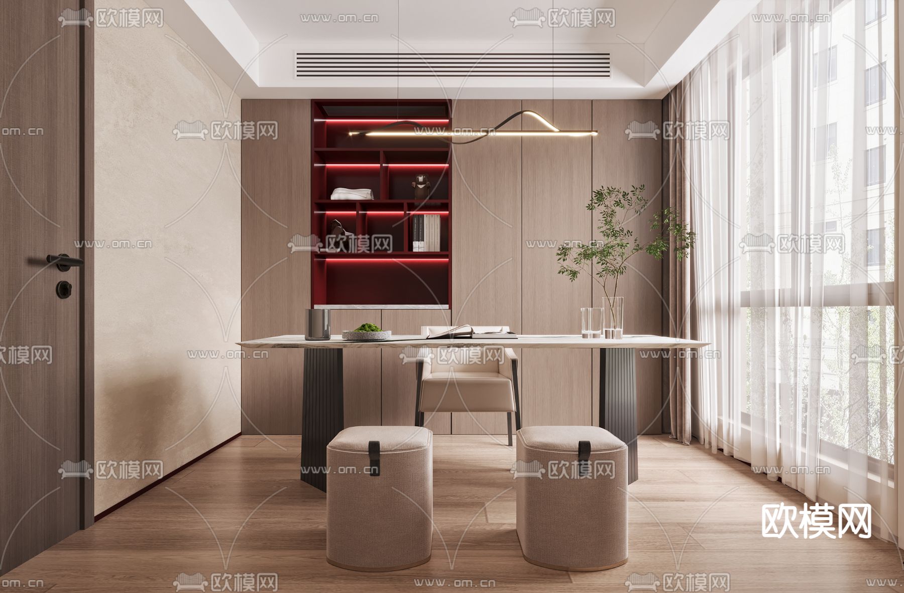 现代书房3d模型