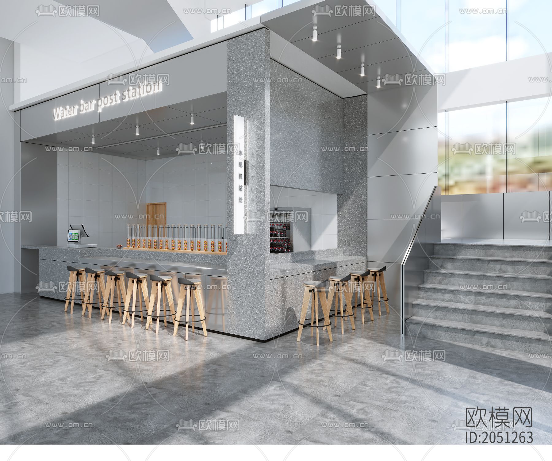 学校食堂餐厅cad方案图下载（渲染图6）