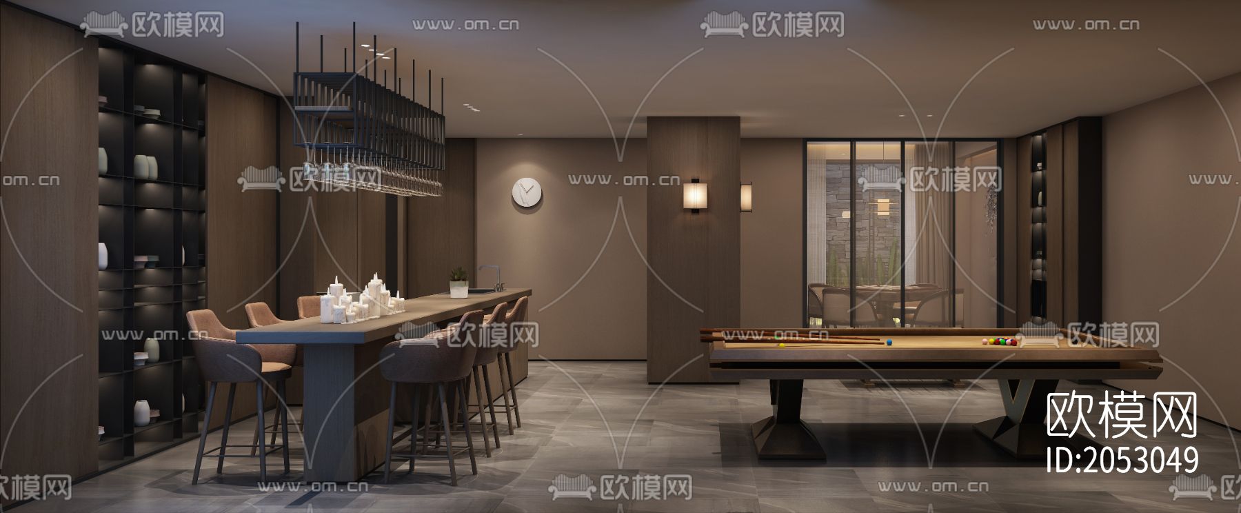 别墅样板房cad图纸下载（渲染图1）