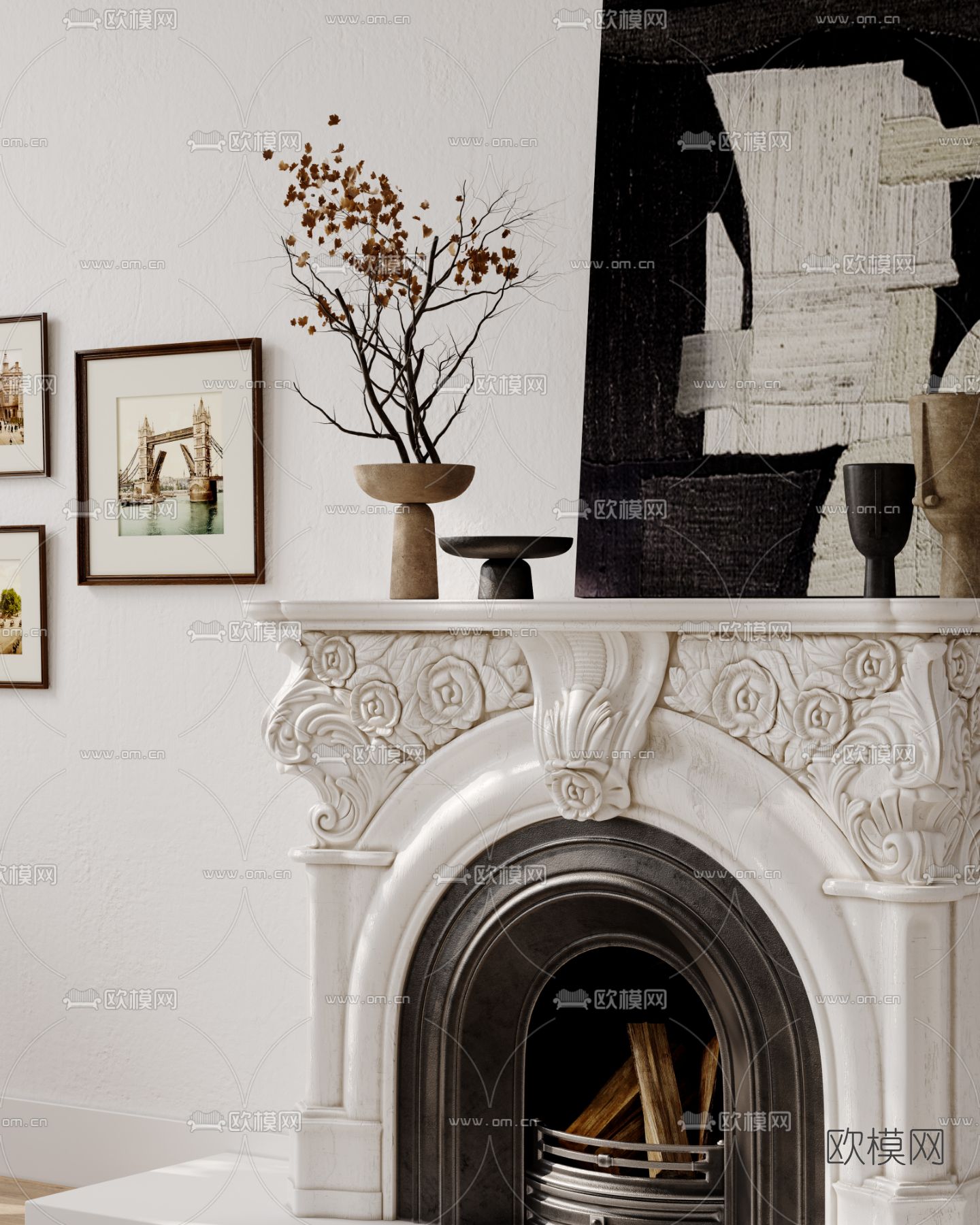 法式别墅客厅3d模型下载（渲染图5）