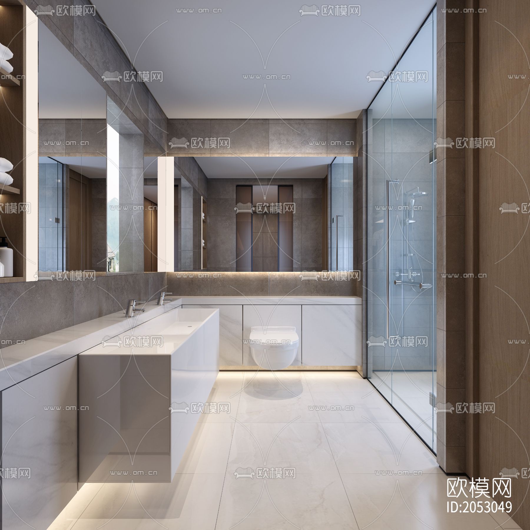 别墅样板房cad图纸下载（渲染图7）