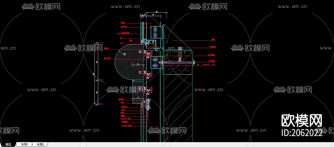玻璃幕墙cad节点大样图下载
