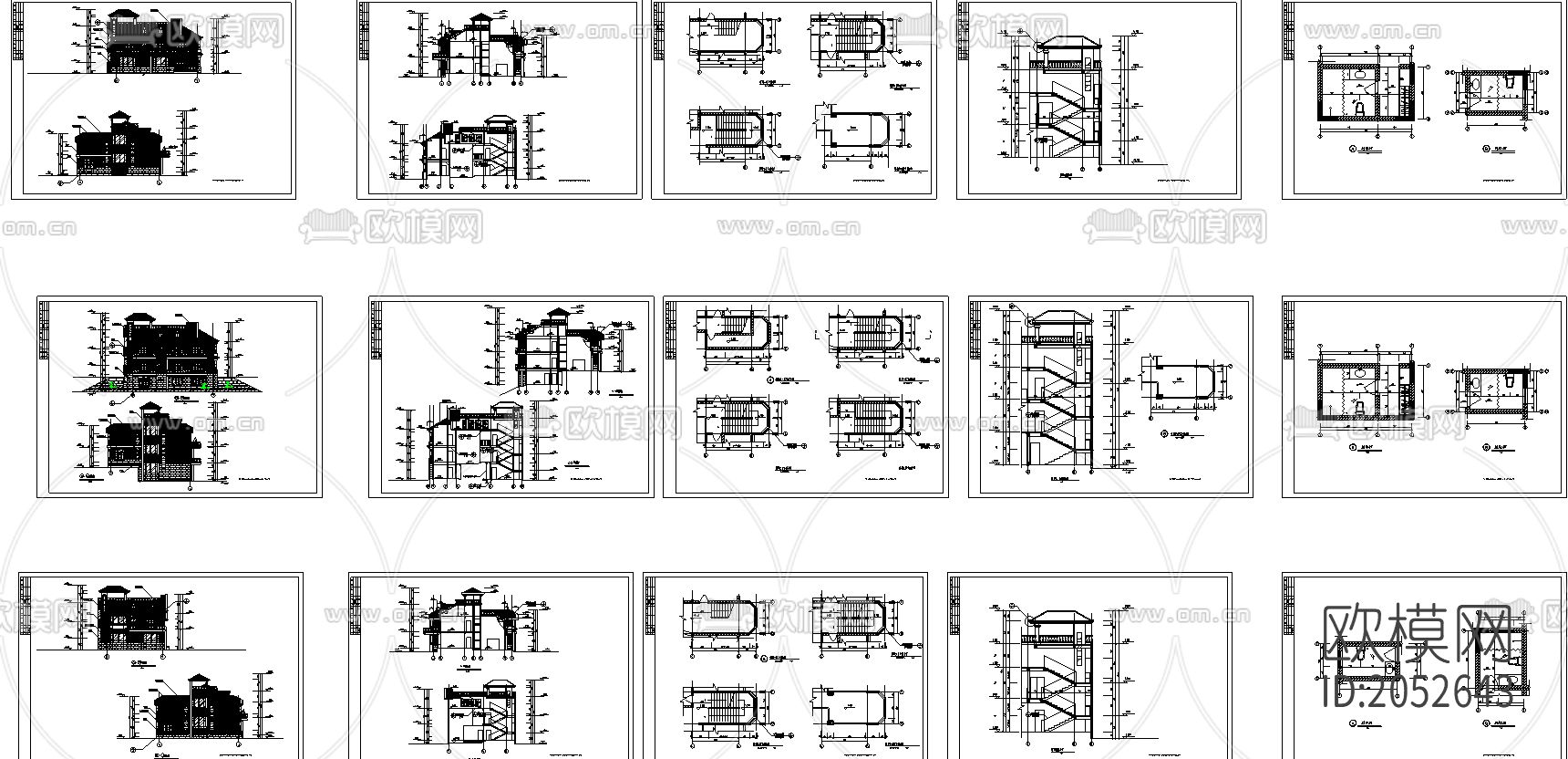 别墅cad施工图下载（渲染图2）