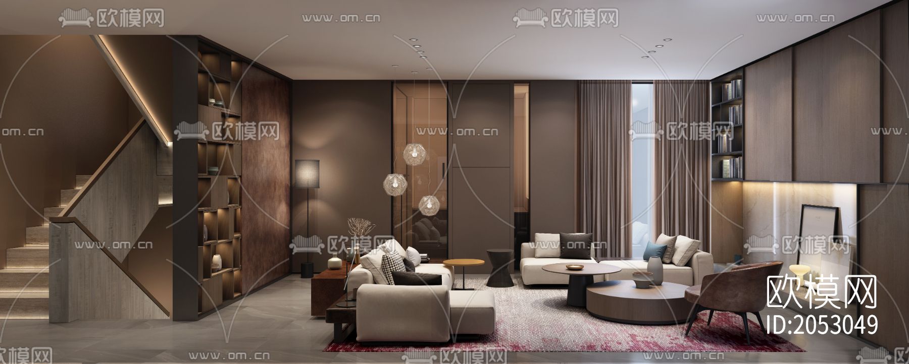 别墅样板房cad图纸下载（渲染图4）