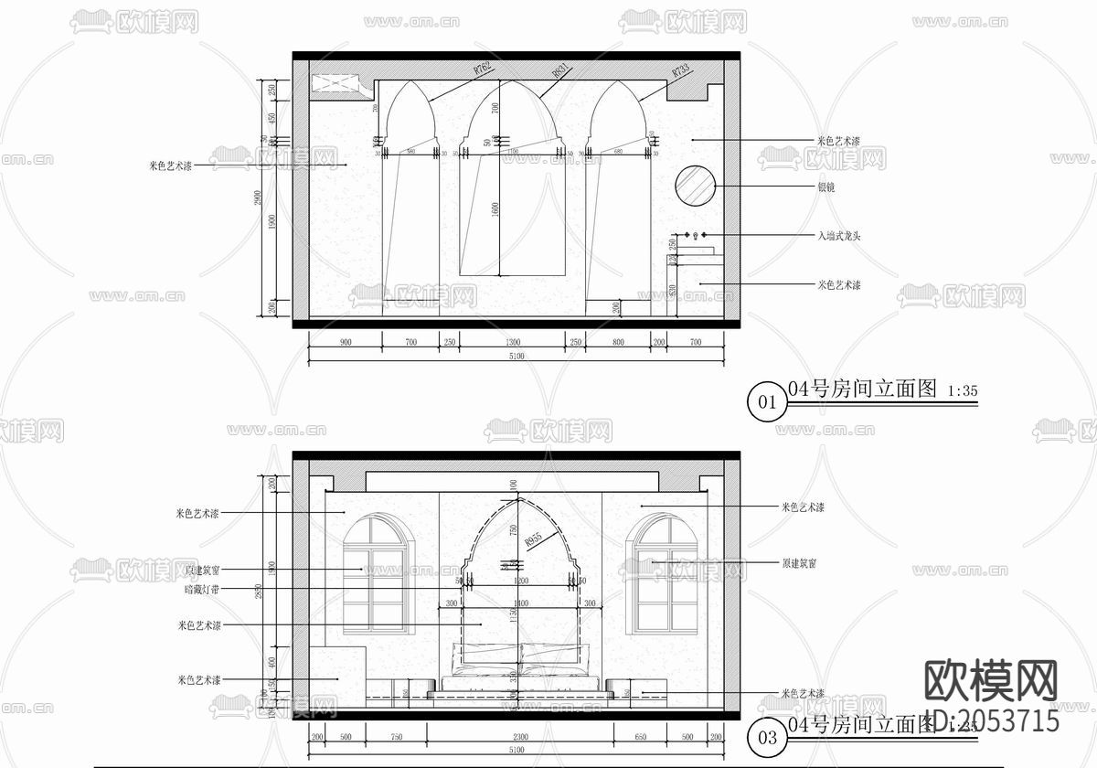 土耳其风格民宿客房CAD施工图+效果图下载（渲染图3）