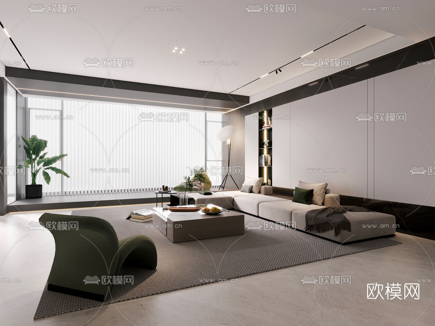 现代极简客厅3d模型