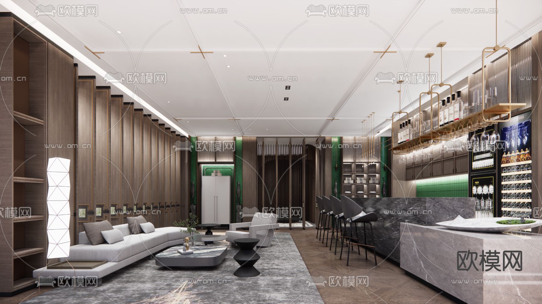 现代酒店前厅su模型