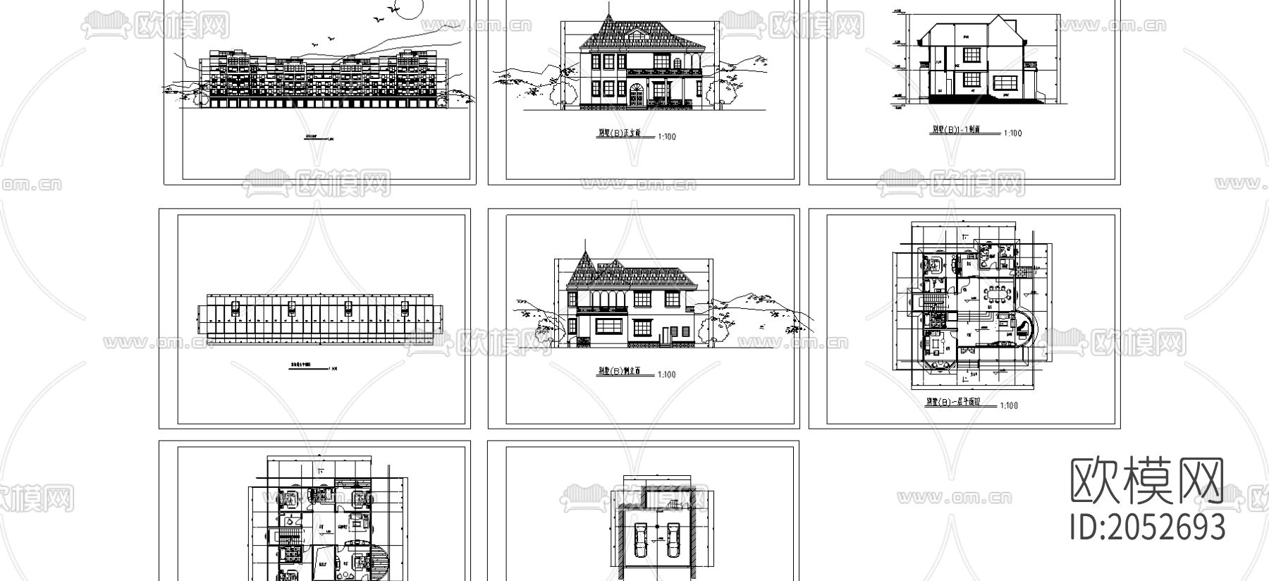 别墅cad施工图下载（渲染图1）