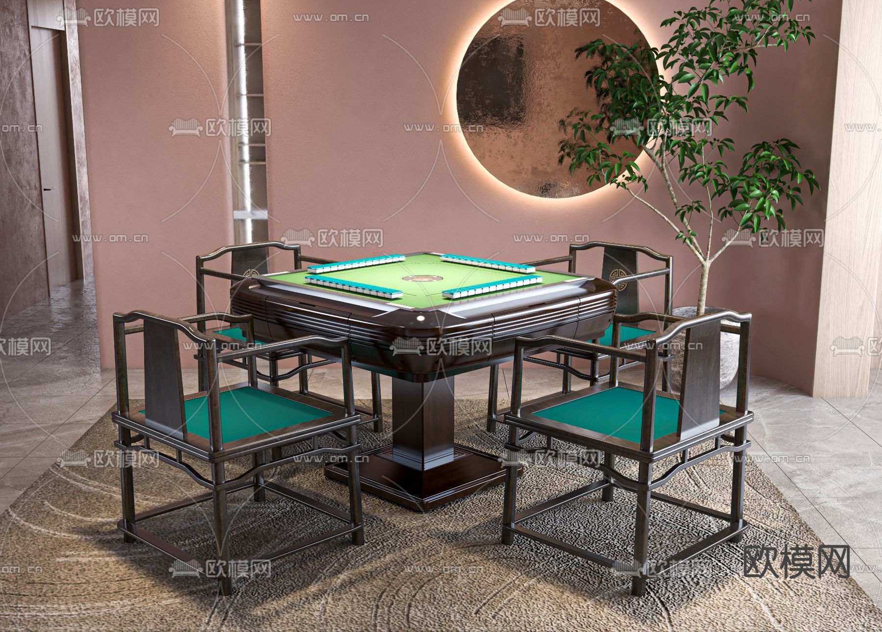 新中式麻将桌3d模型
