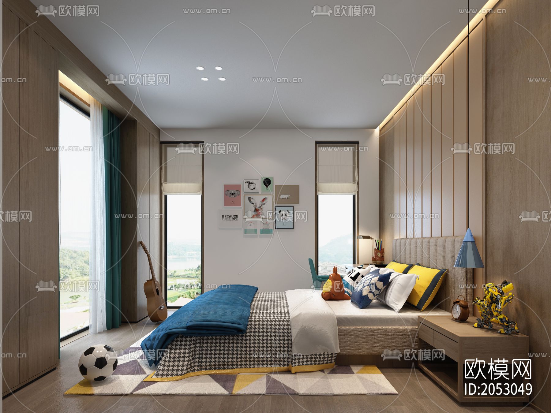 别墅样板房cad图纸下载（渲染图2）