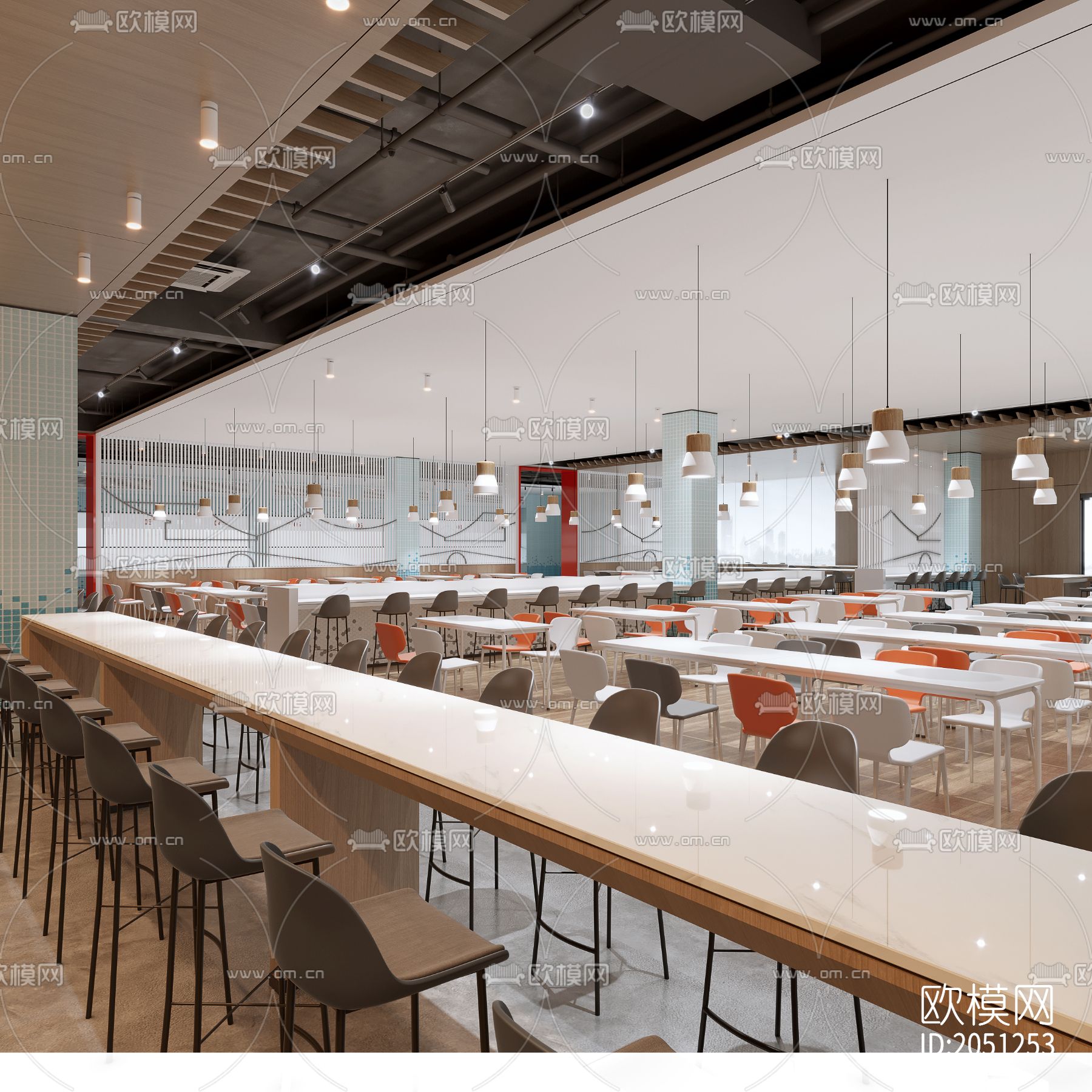 学校食堂餐厅施工图下载（渲染图3）