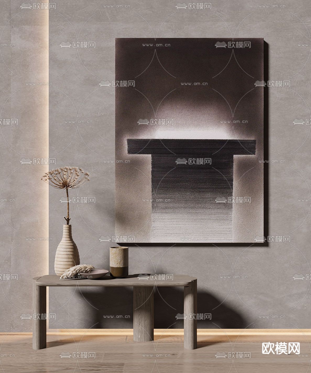 侘寂风装饰画su模型下载（渲染图1）