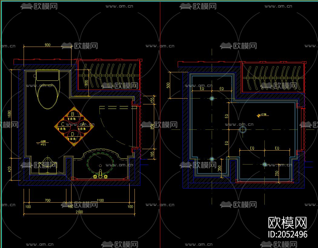 卫生间洗漱台施工节点图下载（渲染图2）
