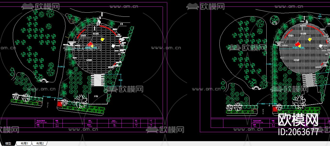 公园景观规划cad施工图下载