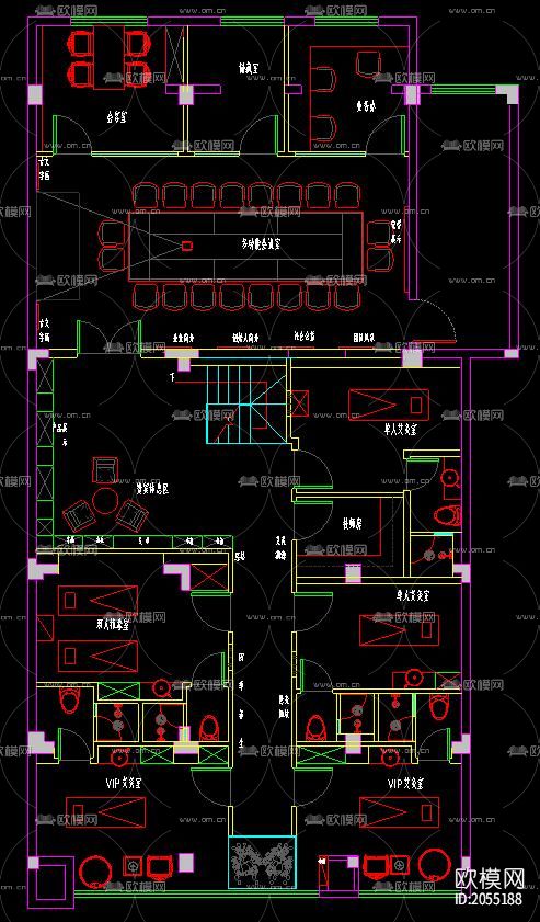 中医药馆cad平面图下载（渲染图5）