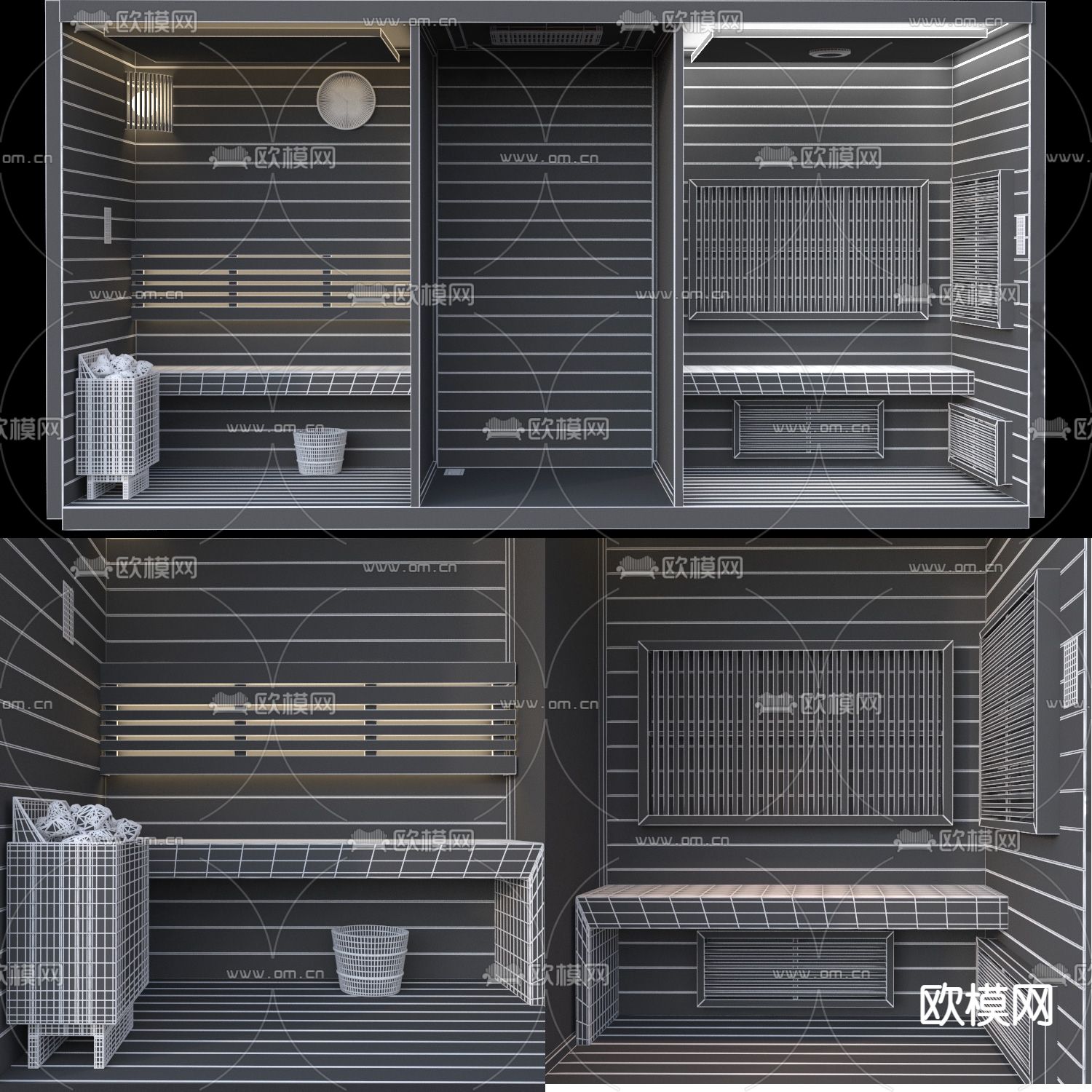 现代桑拿房汗蒸房3d模型下载（渲染图3）