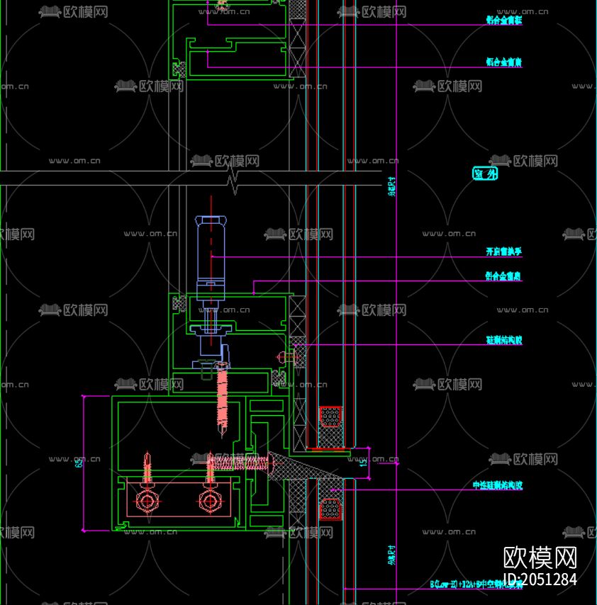 玻璃幕墙安装节点图下载（渲染图8）