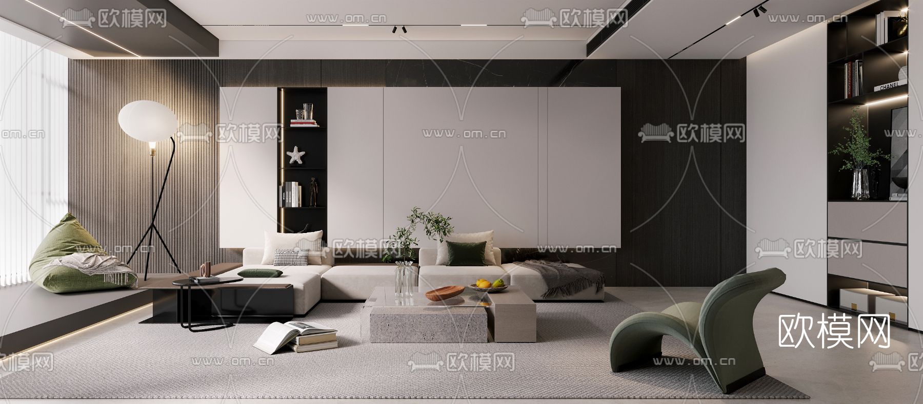 现代极简客厅3d模型