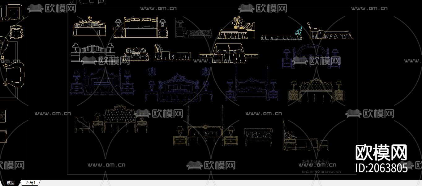 床具cad图库下载
