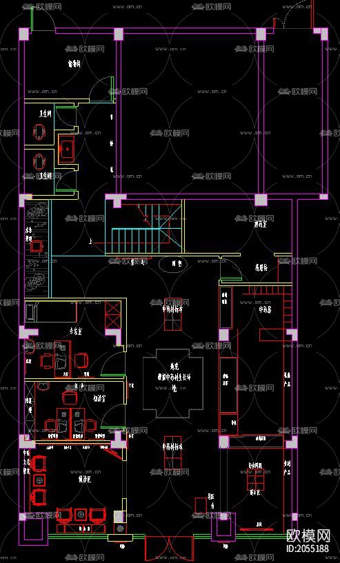 中医药馆cad平面图下载（渲染图7）